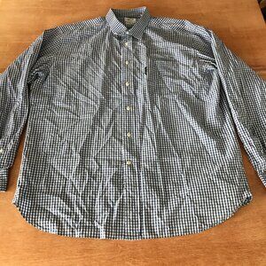 Faconnable Classic Shirt Men XXL Blue Plaid Button Up Pocket Long Sleeve Collar